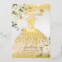 PixDezines Quinceanera champagne gouden glinsteren