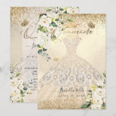 PixDezines Quinceanera champagne gouden glittersju Kaart (Voorkant / Achterkant)