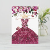 PixDezines Quinceanera Cherry Red Dress Kaart (Staand voorkant)