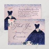 PixDezines Quinceanera Dank je marineblauw Kaart (Voorkant / Achterkant)