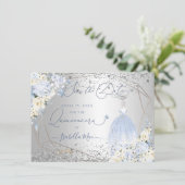 PixDezines Quinceanera Dusty Blue Dress Save Date Kaart (Staand voorkant)