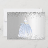 PixDezines Quinceanera Dusty Blue Dress Save Date Kaart (Achterkant)