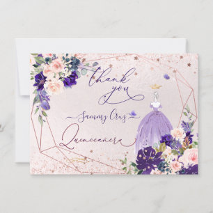 PixDezines Quinceanera Dusty Paarse Dress Invitati Kaart