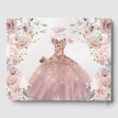 PixDezines Quinceanera Dusty Roos Gold Gown Gastenboek (Achterkant)