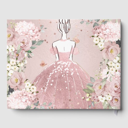 PixDezines Quinceanera Dusty Roos Gold H2 Gastenboek (Achterkant)