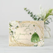 PixDezines Quinceanera Emerald Green Dress Kaart (Staand voorkant)