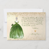 PixDezines Quinceanera Emerald Green Dress Kaart (Achterkant)