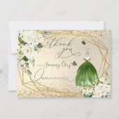 PixDezines Quinceanera Emerald Green Dress Kaart (Voorkant)