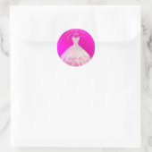PixDezines Quinceanera Flashy Pink+Sparkle Blush Ronde Sticker (Tas)