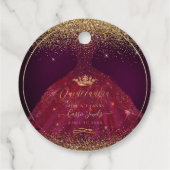 PixDezines Quinceanera Glitter Bourgogne Bedankjes Labels (Achterkant)