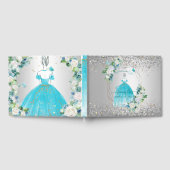PixDezines Quinceanera H2 Flowers Aqua Blue Dress Gastenboek (Volledig)