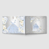 PixDezines Quinceanera H2 Flowers Dusty Blue Rozen Gastenboek (Volledig)