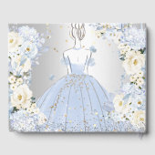 PixDezines Quinceanera H2 Flowers Dusty Blue Rozen Gastenboek (Achterkant)
