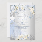PixDezines Quinceanera H2 Flowers Dusty Blue Rozen Kaart (Achterkant)