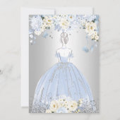 PixDezines Quinceanera H2 Flowers Dusty Blue Rozen Kaart (Achterkant)