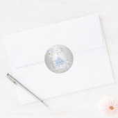 PixDezines Quinceanera H2 Flowers Dusty Blue Rozen Ronde Sticker (Envelop)
