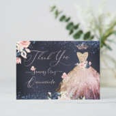 PixDezines Quinceanera Hartelijk dank Bedankkaart (Staand voorkant)