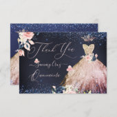 PixDezines Quinceanera Hartelijk dank Bedankkaart (Voorkant / Achterkant)