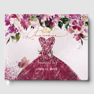 PixDezines Quinceanera kersenrode jurk Gastenboek