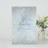 PixDezines Quinceanera Menu Dusty Blue Dress (Staand voorkant)