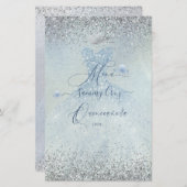 PixDezines Quinceanera Menu Dusty Blue Dress (Voorkant / Achterkant)