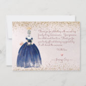 PixDezines Quinceanera Navy Blue Hartelijk dank Kaart (Achterkant)