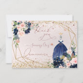 PixDezines Quinceanera Navy Blue Hartelijk dank Kaart (Voorkant)