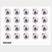 PixDezines Quinceanera Navy Roos Gold H2 Flowers Ronde Sticker (Vel)