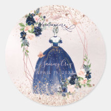 PixDezines Quinceanera Navy Roos Gold H2 Flowers