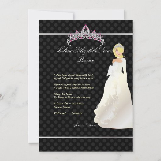 PixDezines Quinceañera/Quince años princess Kaart (Achterkant)