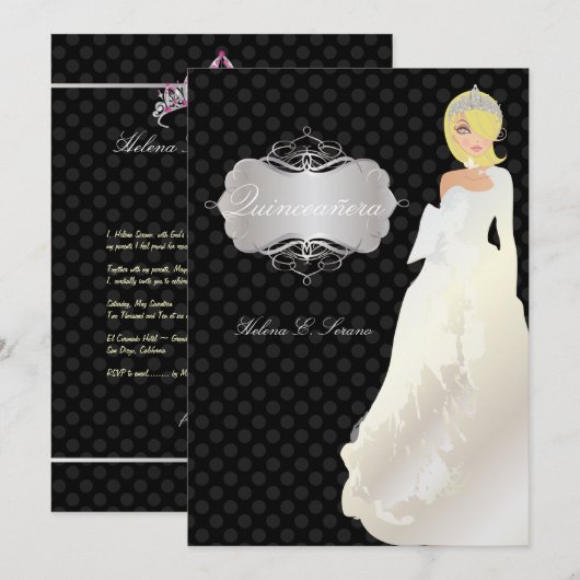 PixDezines Quinceañera/Quince años princess Kaart (Voorkant / Achterkant)