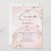 PixDezines Quinceanera Roos Gold Glitter Gown Kaart (Achterkant)