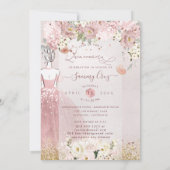 PixDezines Quinceanera Roos Gold H2 Flowers Dusty Kaart (Achterkant)