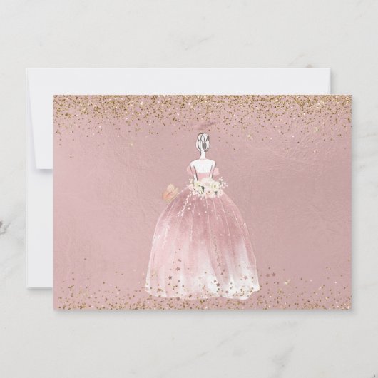 PixDezines Quinceanera Roos Gold Save the Date  Kaart (Achterkant)