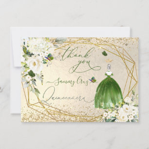 PixDezines Quinceanera Smaragdgroene Jurk Kaart
