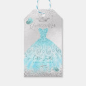 PixDezines Quinceanera Sparkle Blue Ombre Gown Cadeaulabel (Voorkant)