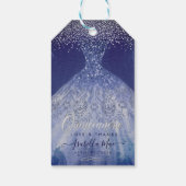 PixDezines Quinceanera Sparkle Gown, Blue Ombre Cadeaulabel (Achterkant)