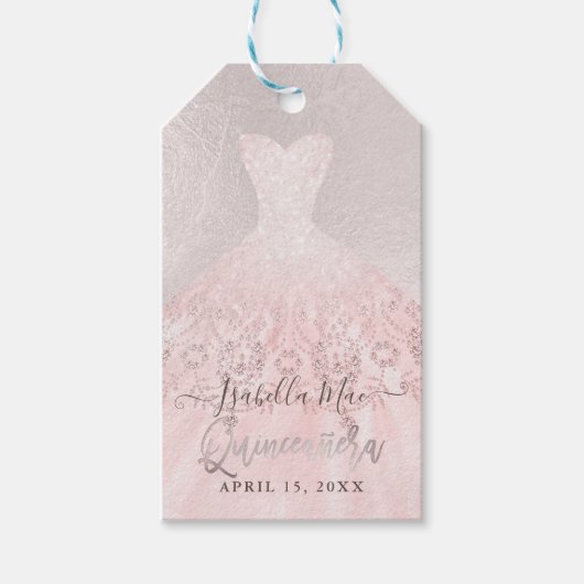 PixDezines Quinceanera Sparkle Gown, Blush Cadeaulabel (Voorkant)