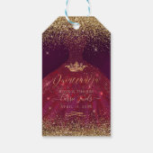 PixDezines Quinceanera Sparkle Gown, Bourgogne Cadeaulabel (Achterkant)