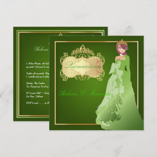 PixDezines Quinceañera-uitnodigingen Kaart (Voorkant / Achterkant)