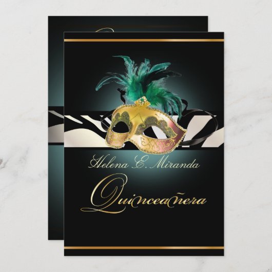 PixDezines Quincenera/blauwgroen Zebra/DIY kleur!! Kaart (Voorkant / Achterkant)