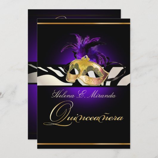 PixDezines Quincenera/Paars/Zebra/DIY kleur!! Kaart (Voorkant / Achterkant)