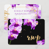 PixDezines Radiant Orchid/Floral/RSVP/DIY RSVP Kaartje (Voorkant / Achterkant)