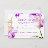 PixDezines Radiant Orchid/Floral/RSVP/DIY RSVP Kaartje (Achterkant)