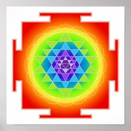 PixDezines Rainbow/Sri Yantra/Meditation/Chakra Poster (Voorkant)