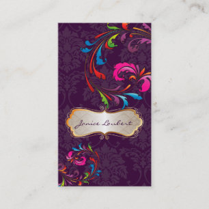 PixDezines Rainbow Swirls+florentius damast Visitekaartje