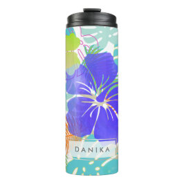 PixDezines Rainforest/Hibiscus/Sinaasappel/Geel/Bl Thermosbeker
