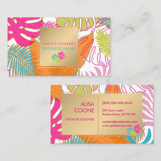 PixDezines Rainforest/Monsteral/Palm Fronds Visitekaartje (Voorkant / Achterkant)