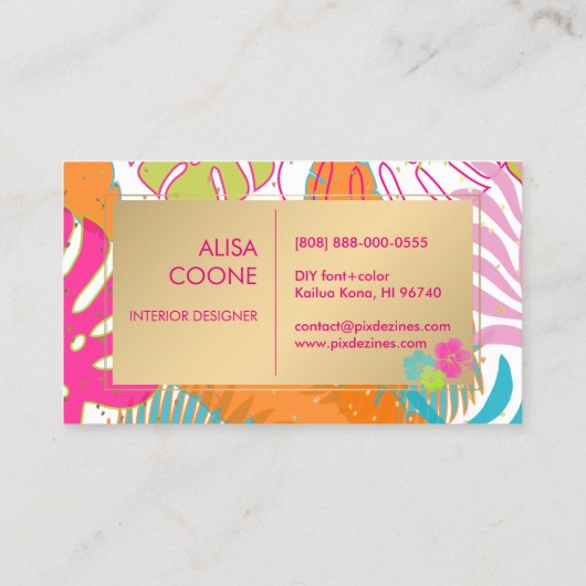 PixDezines Rainforest/Monsteral/Palm Fronds Visitekaartje (Achterkant)