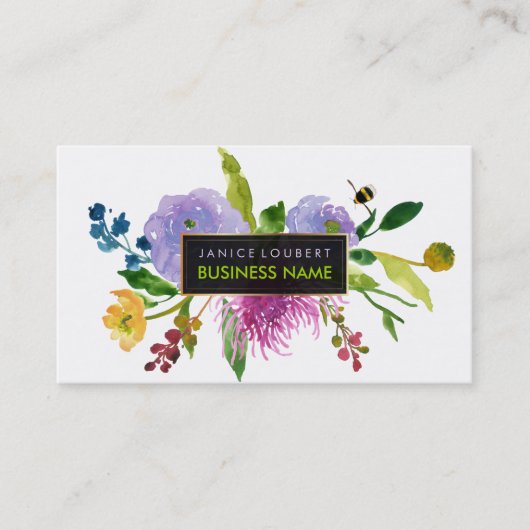 PixDezines ranunculus/waterverf/floraal Visitekaartje (Voorkant)